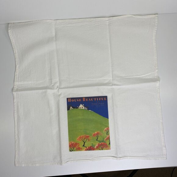 2 House Beautiful Tea Hand Towels Vintage Graphics Ribbon Notecard Farmhouse - Picture 5 of 11